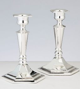 Classic Silver Plated Shabbat Candlesticks Shabbos Lichter 6" tall Set of 2 A great Bat Mitzvah & We